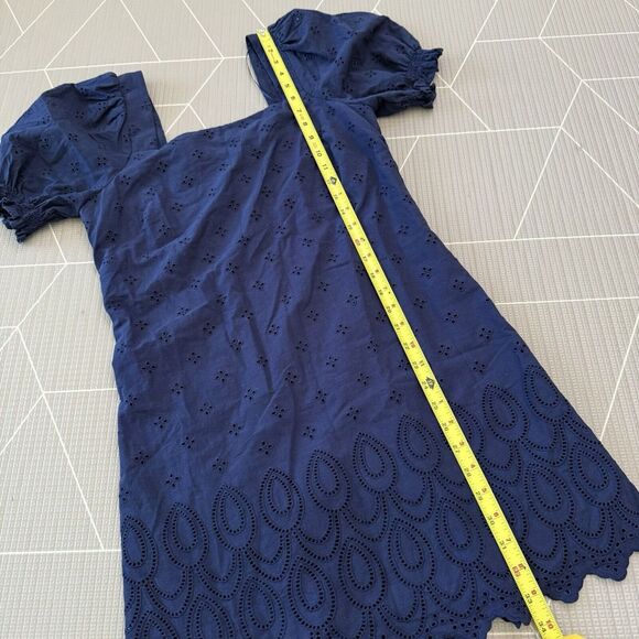 Draper James Puff Sleeve Eyelet Dress Size S‎ Navy Blue - Picture 8 of 8
